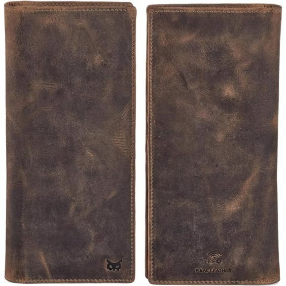 Long  Wallets  For  Real Leather RFID Blocking Security 2 ID Window Credit Card
